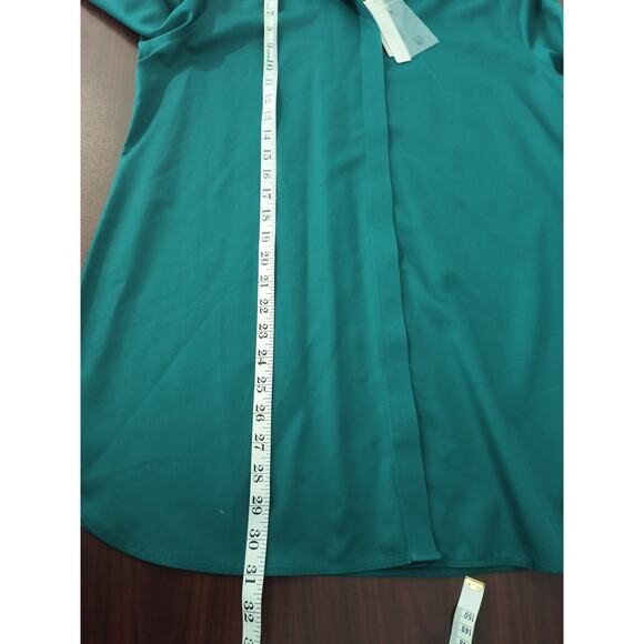 Chico's Button up Shirt Women's Sz 12 Teal Long Sleeve Collared No Iron Cotton - Picture 7 of 13